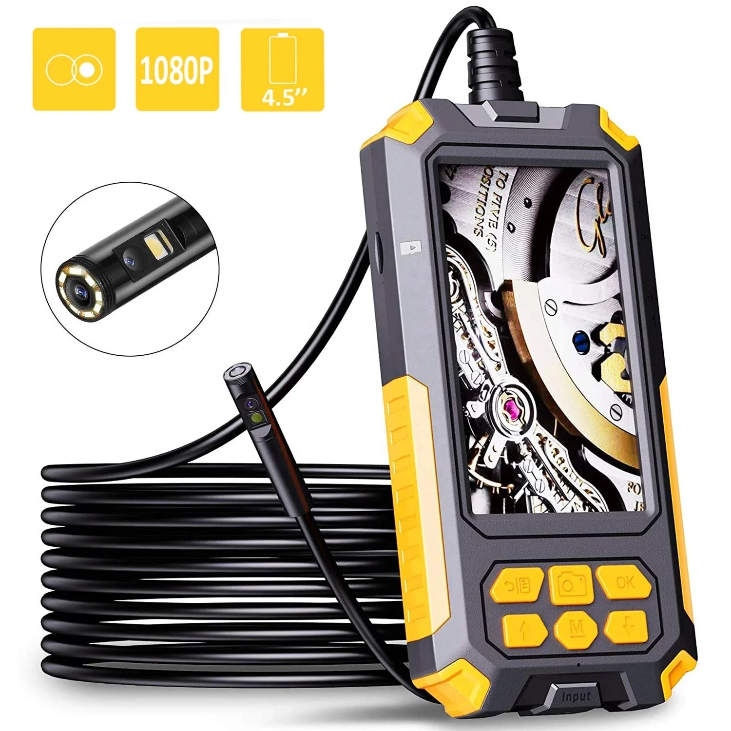 New P50 Dual Lens 8mm handheld Endoscope Ip67 pipeline Inspection Camera 1080P 4.5inch screen industrial borescope Snake camera