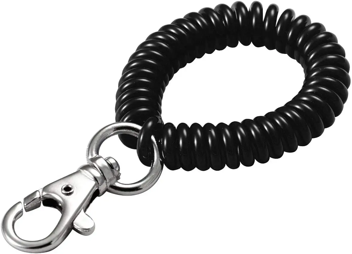 Wholesale Key Ring Colorful  Spiral Wrist Coil with Trigger Snap And Flexible Wrist Band Key Chain