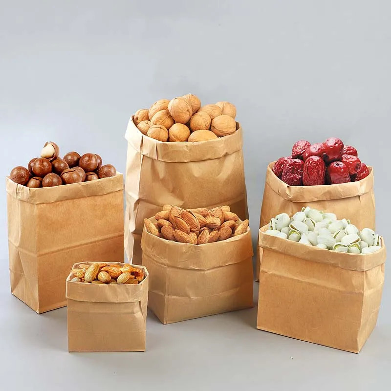 restaurant grocery bag brown take out food packaging recycled kraft paper bag kraft paper food bag with logo