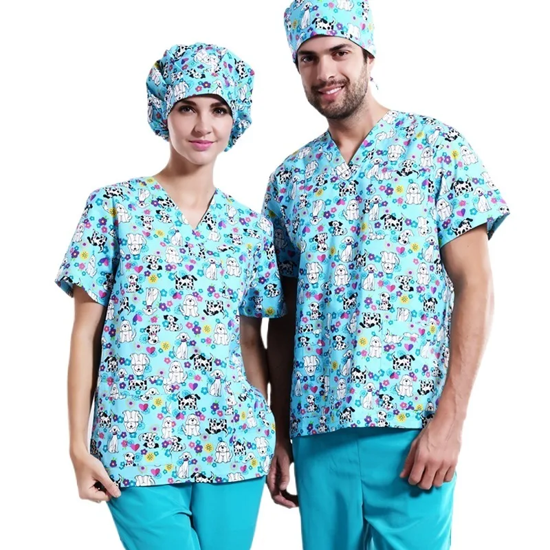 Top sell lovely dogs printed nurse medical scrubs Medical scrubs for hospital uniform spa nurse suits medical clothes