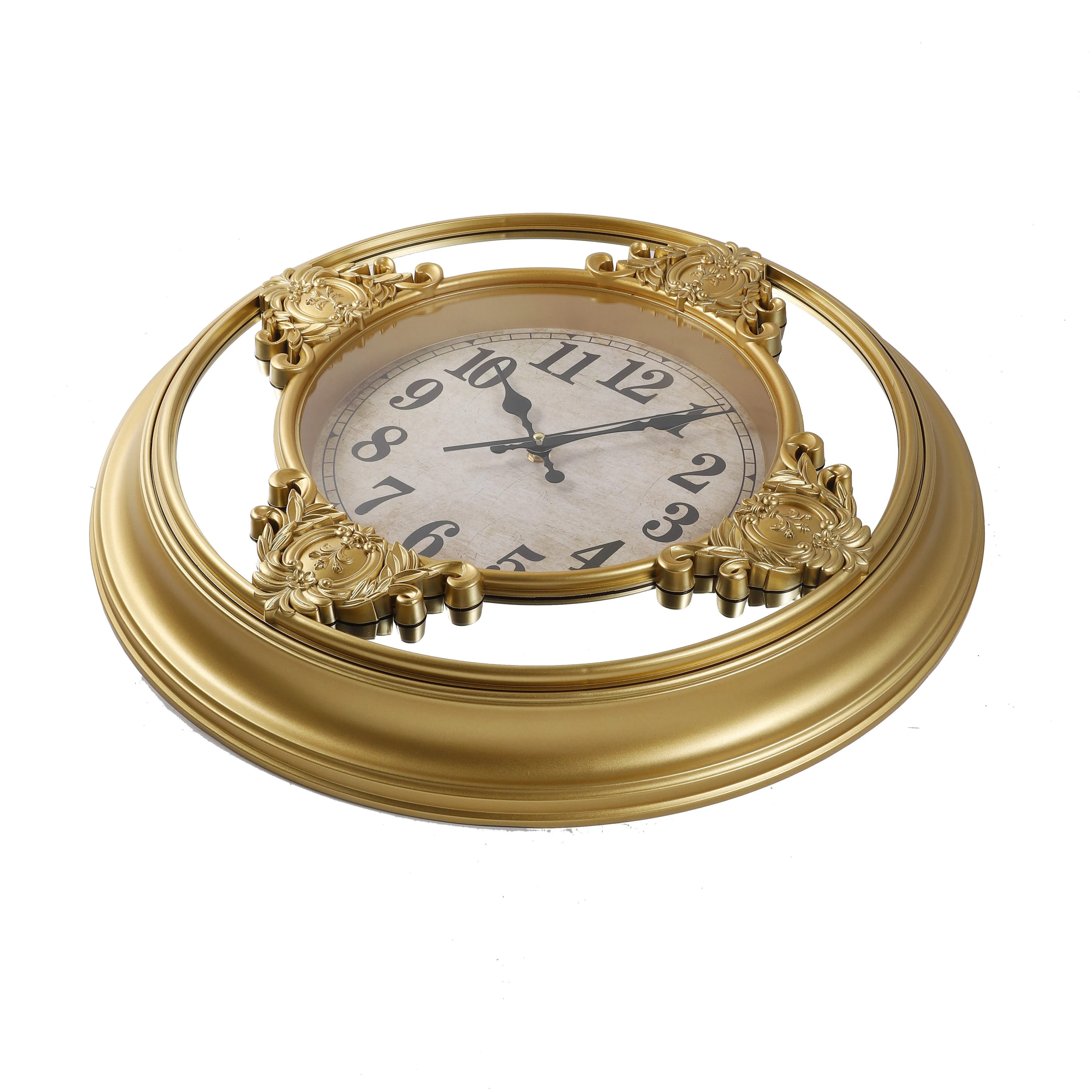 50CM Luxury Vintage Retro Round Gold Frame Wall Clock
