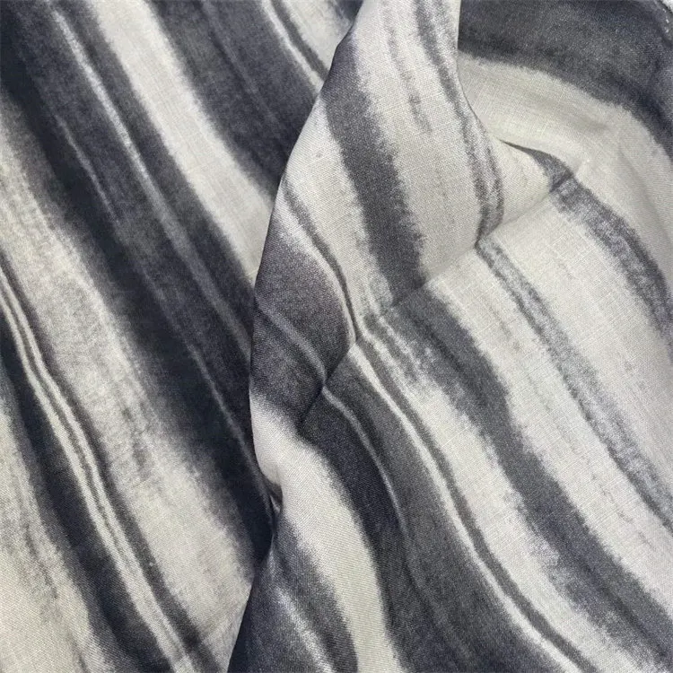 Factory custom stripe print Skin-friendly breathable cloth lyocell linen fabric wholesale