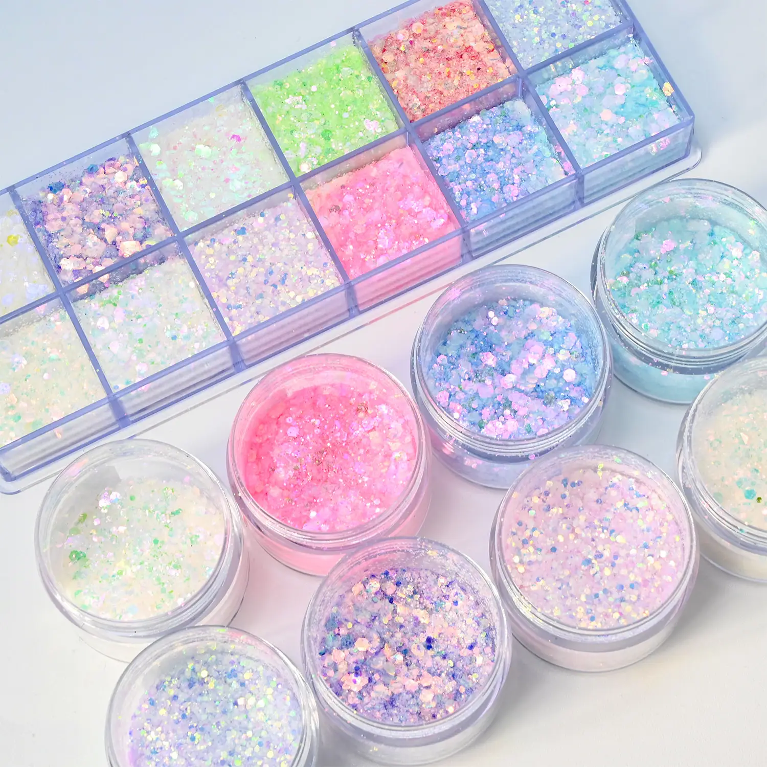 Amazon Hot 12 Colors 3D Glitters Nail Art Supplies For Nail Flakes Diy Craft Party Festival Glitter Eye Makeup