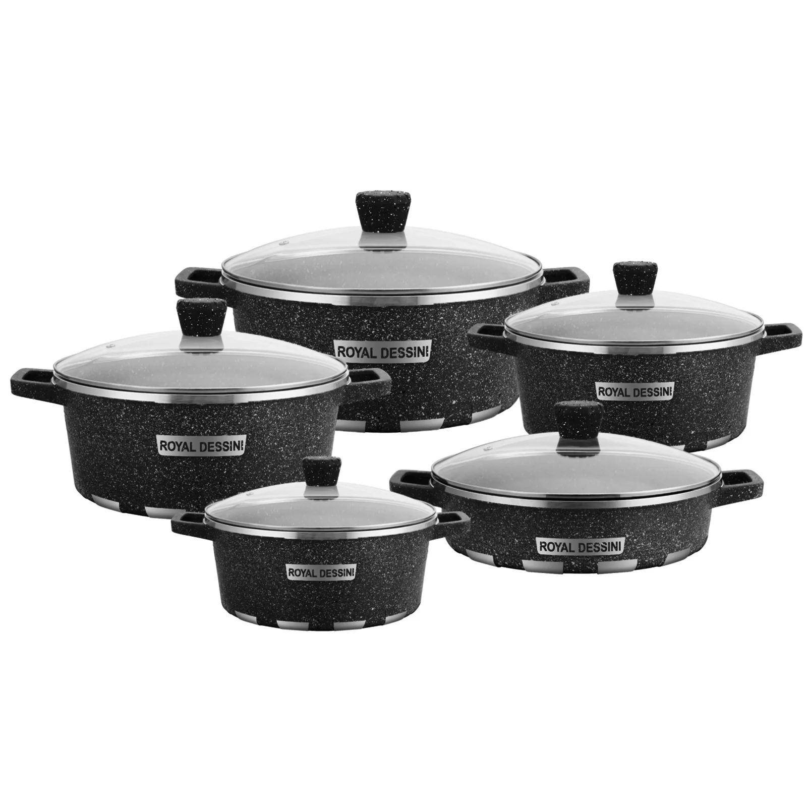 Set of Die-cast Aluminum Pots 10 Pieces Business Gift Non-stick Pot Set Kitchen Soup Pot
