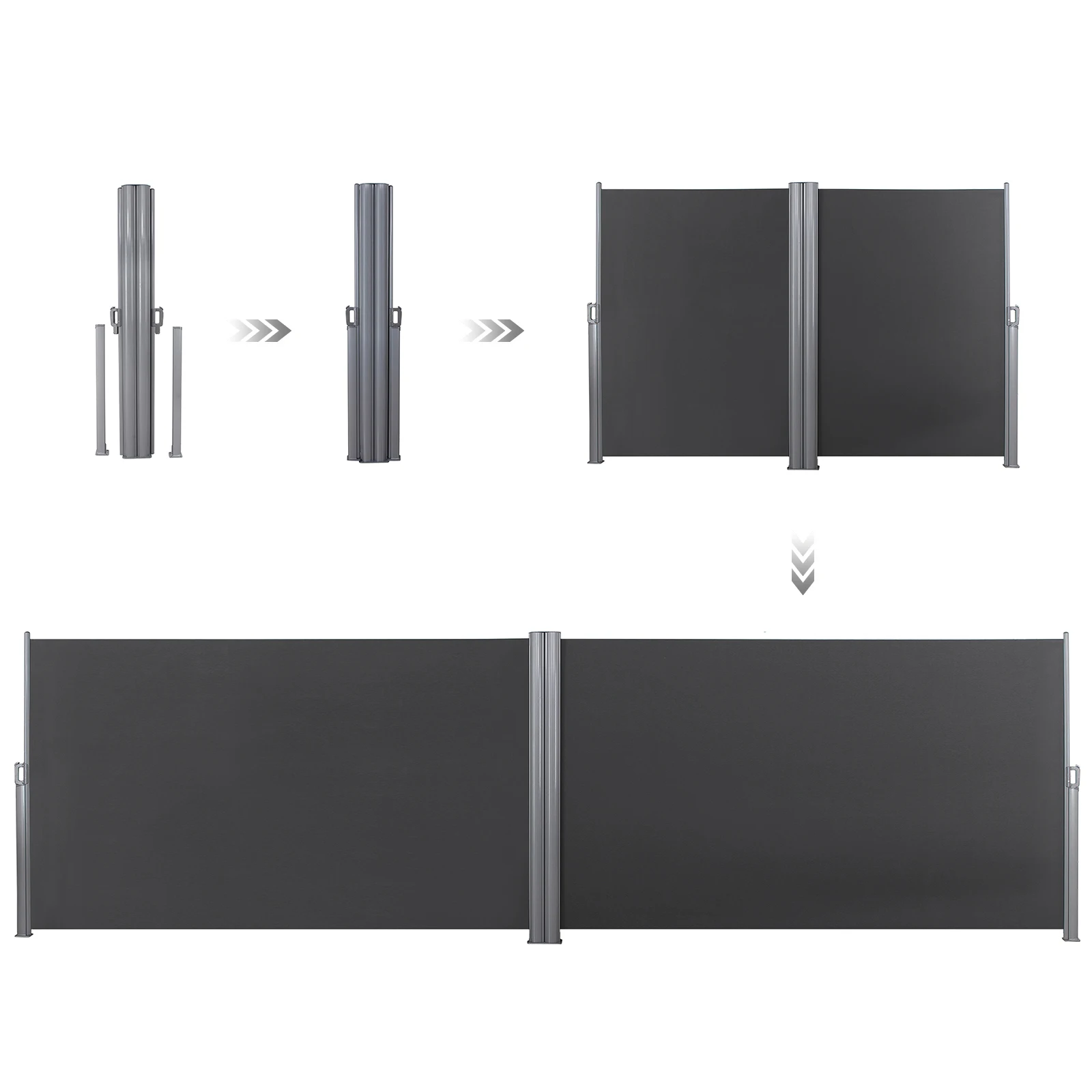 SONGMICS Retractable Double Folding Side Awning Outdoor Patio Garden Privacy Screen awnings with Steel Pole