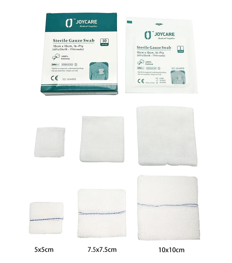 Custom Size 4x4 Medical Surgical 100% Cotton Nonwoven Mesh Yarn Disposable Wound Pad Medical Surgical Sterile Gauze Swabs