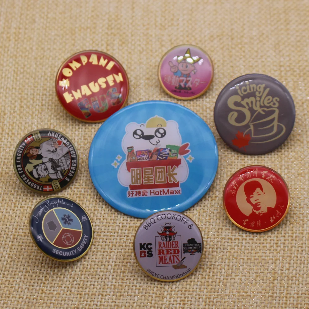 Custom Brass Metal Epoxy Dome Printing Badge Offset Printing Lapel Pin