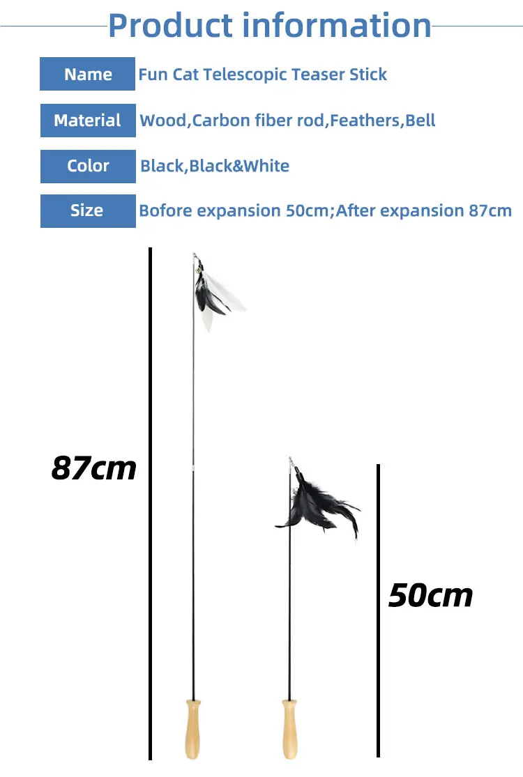 Adorable Cat Interactive Toys Feather Linen Wooden Wand Cat Catcher Teaser Stick