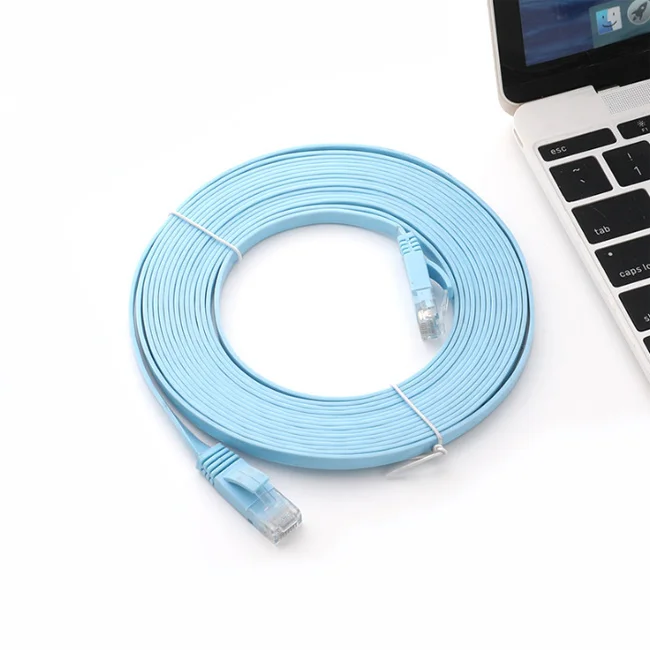 Factory price CAT6 Molded RJ45 Ultra Slim flat Ethernet Patch network LAN cable UTP flat patch cord 1.5m