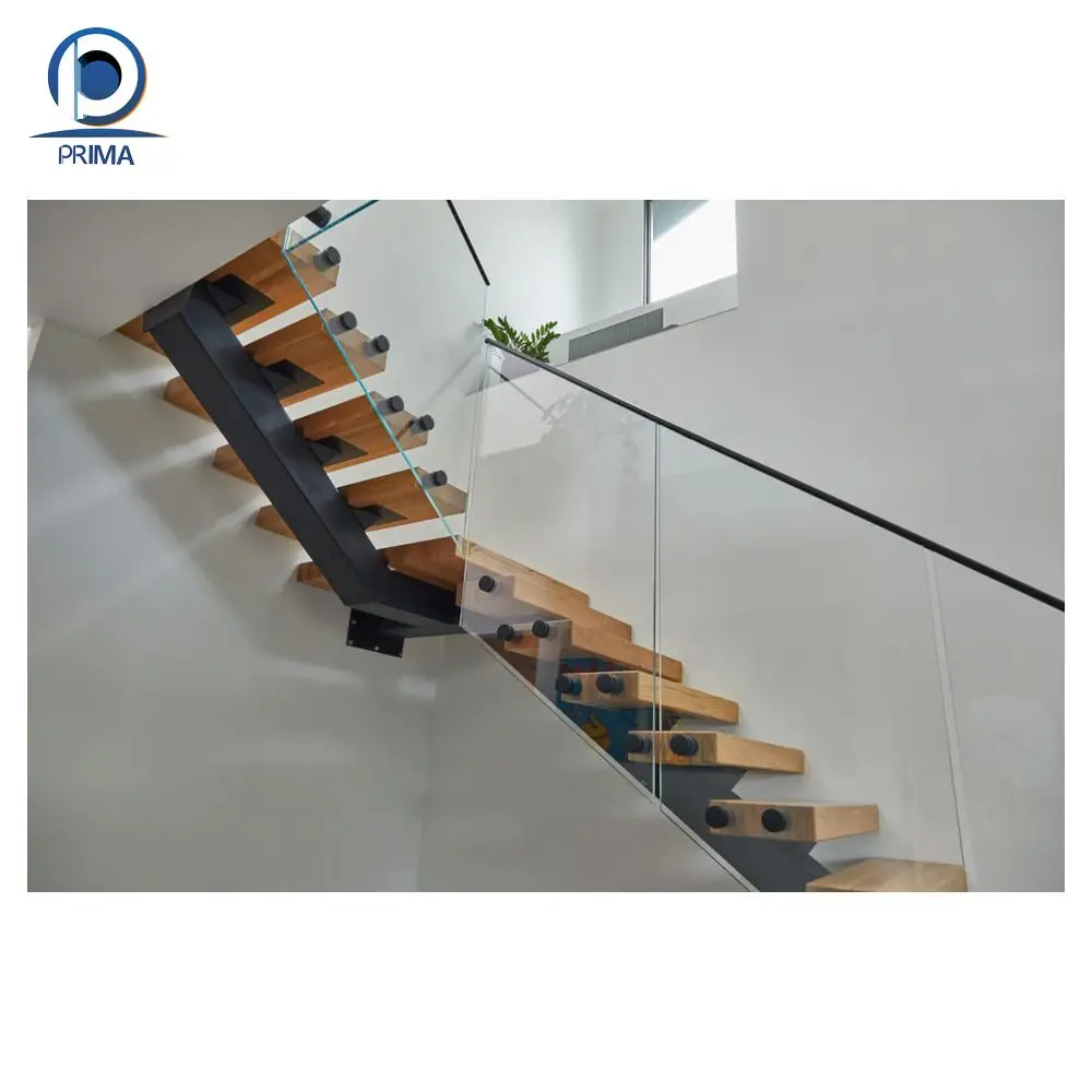 PRIMA Modern Style Solid Wood Staircase Flooring Luxury Interior Solid Wooden Treads Stairs
