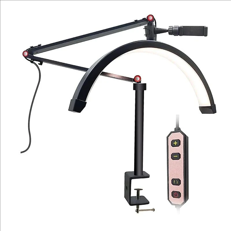 Half Moon Light LED Video Light Ring Fill Lash Light Adjustable For Nail Beauty Salons Tattoo Makeup Eyelash Lamp Manicure Table