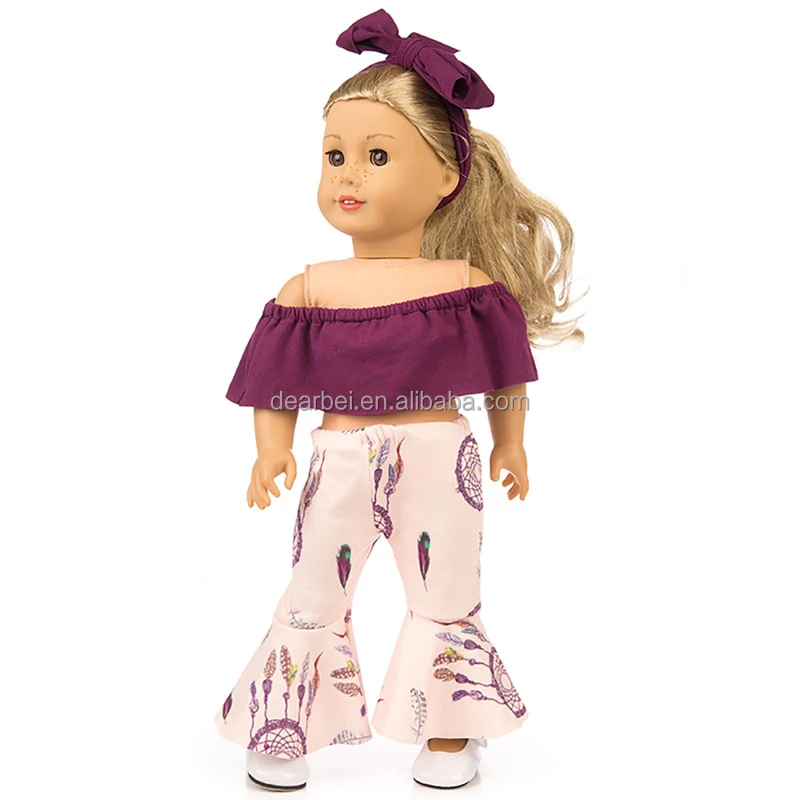 New Design American 18 inch girl Shafu doll clothes one line shoulder flare pants fashion change dress baby
