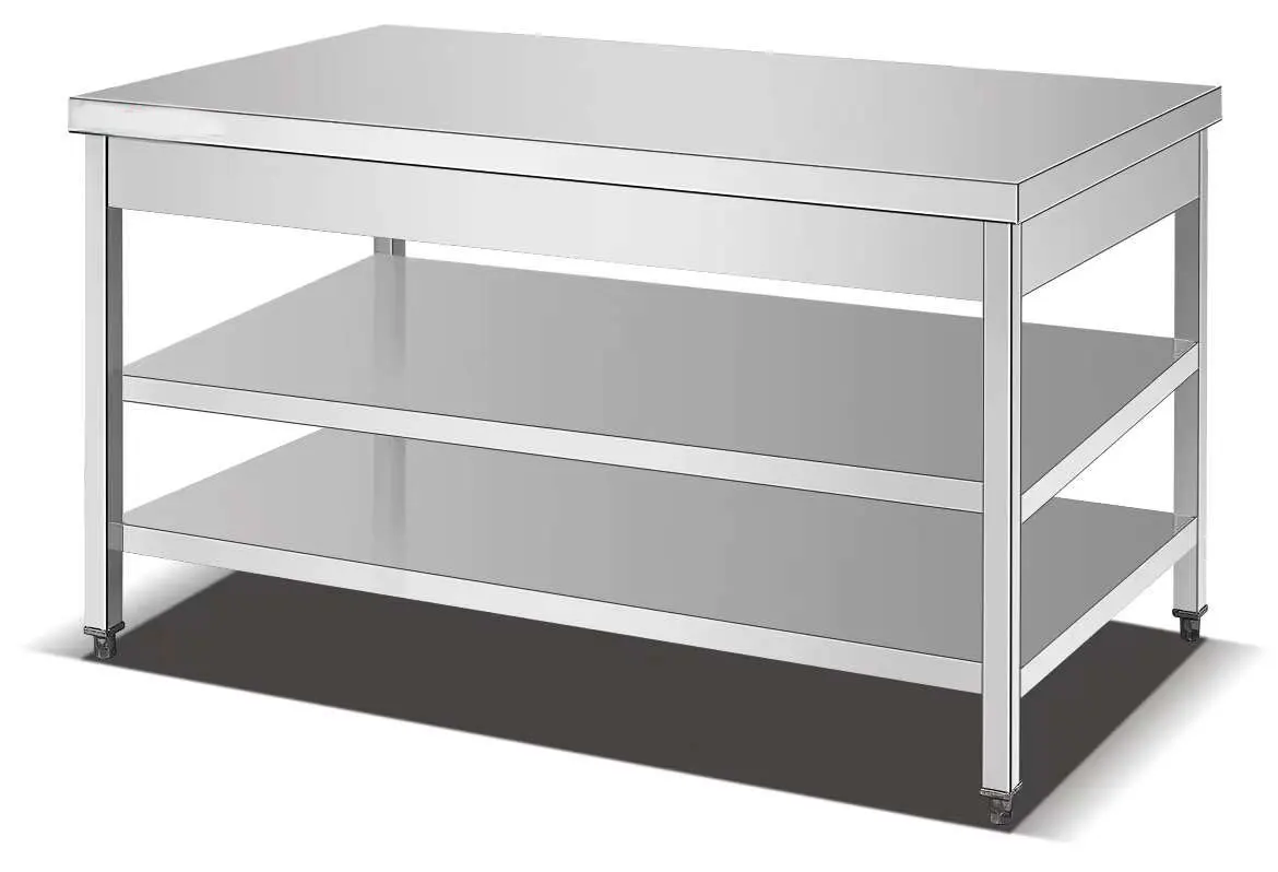 Heavy Duty Commercial Inox Double Food Flat  Work Table Bench For Australia/Steel Kitchen Prep & Work Table w/Backsplash