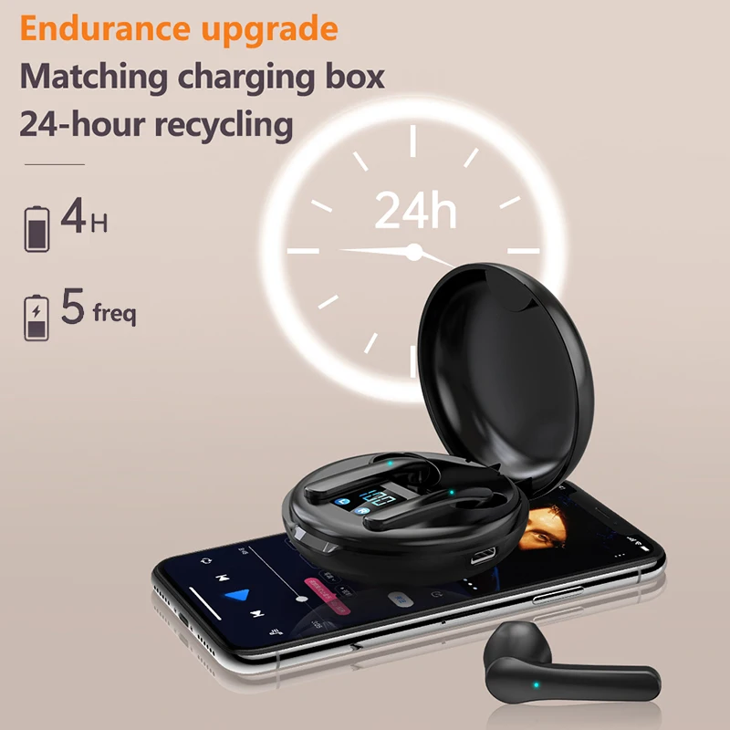 JS82 Mini Tws Earphone BT 5.0 Wireless Earbuds Touch Headset HD Stereo Sport Waterproof Headphones Js82