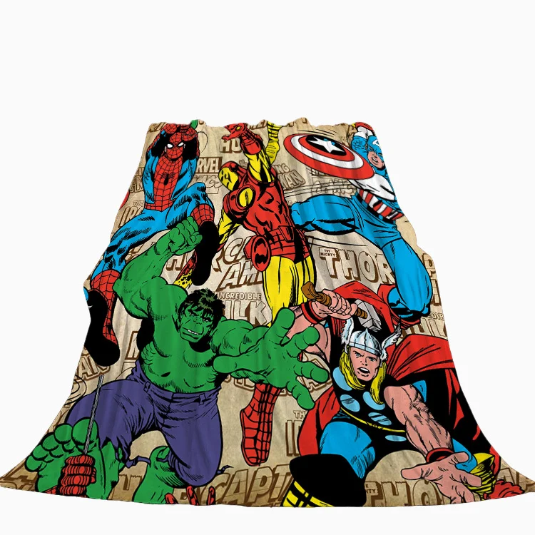 US Cartoon Marvel Hero Digital Printed Blanket Flannel Printed Double-sided Blanket for Wholesale