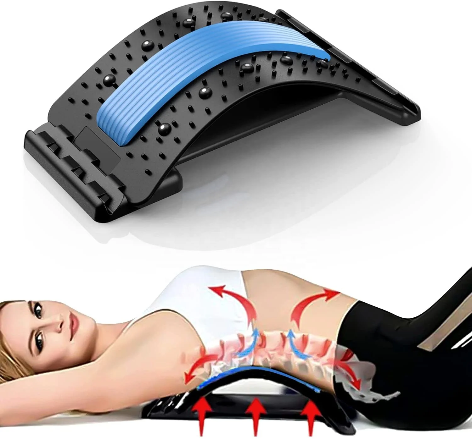 New Back Stretcher Lumbar Back Cracker Board Pain Relief Device Multi-Level Back Massager Lumbar Pain Relief for Herniated