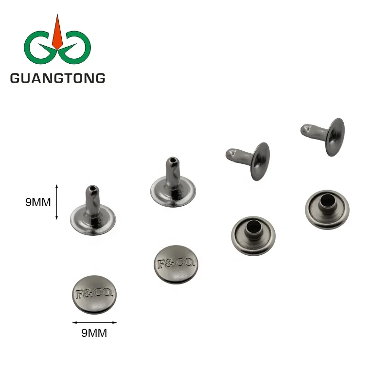 China rivets manufacturers leather decorative nickel free metal single cap 10 x 10 custom rivet logo