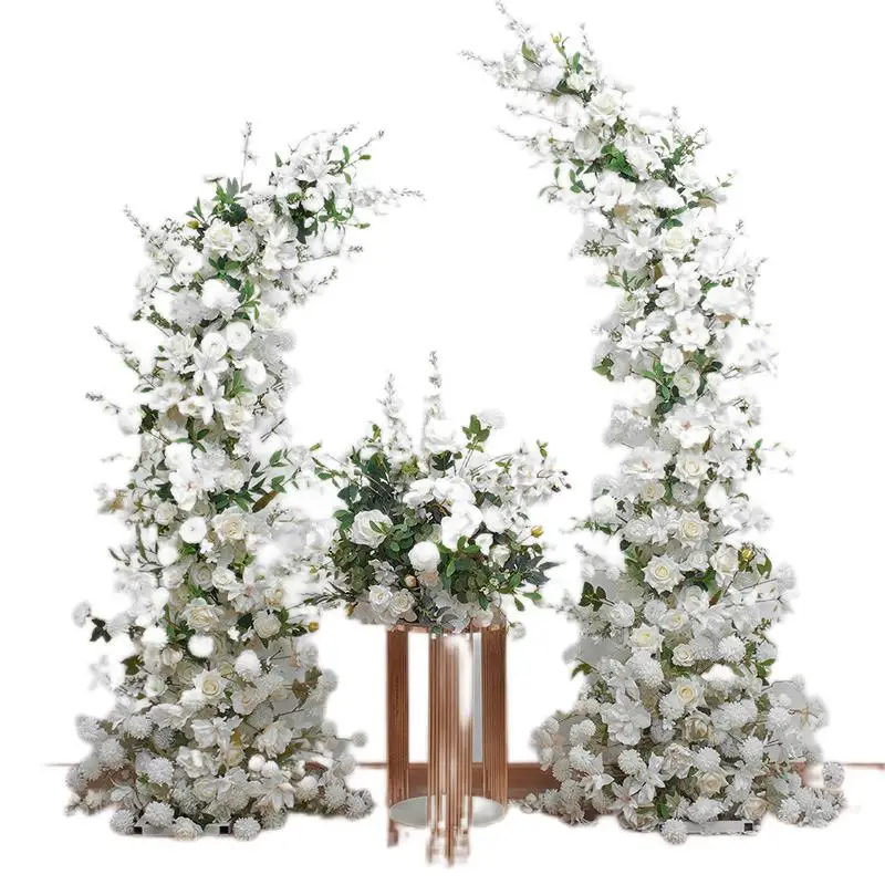 Набор из 2 предметов Цветочная Арка бычьего рога 5D для свадебного украшения уличные цветочные арки с искусственным цветочным бегуном