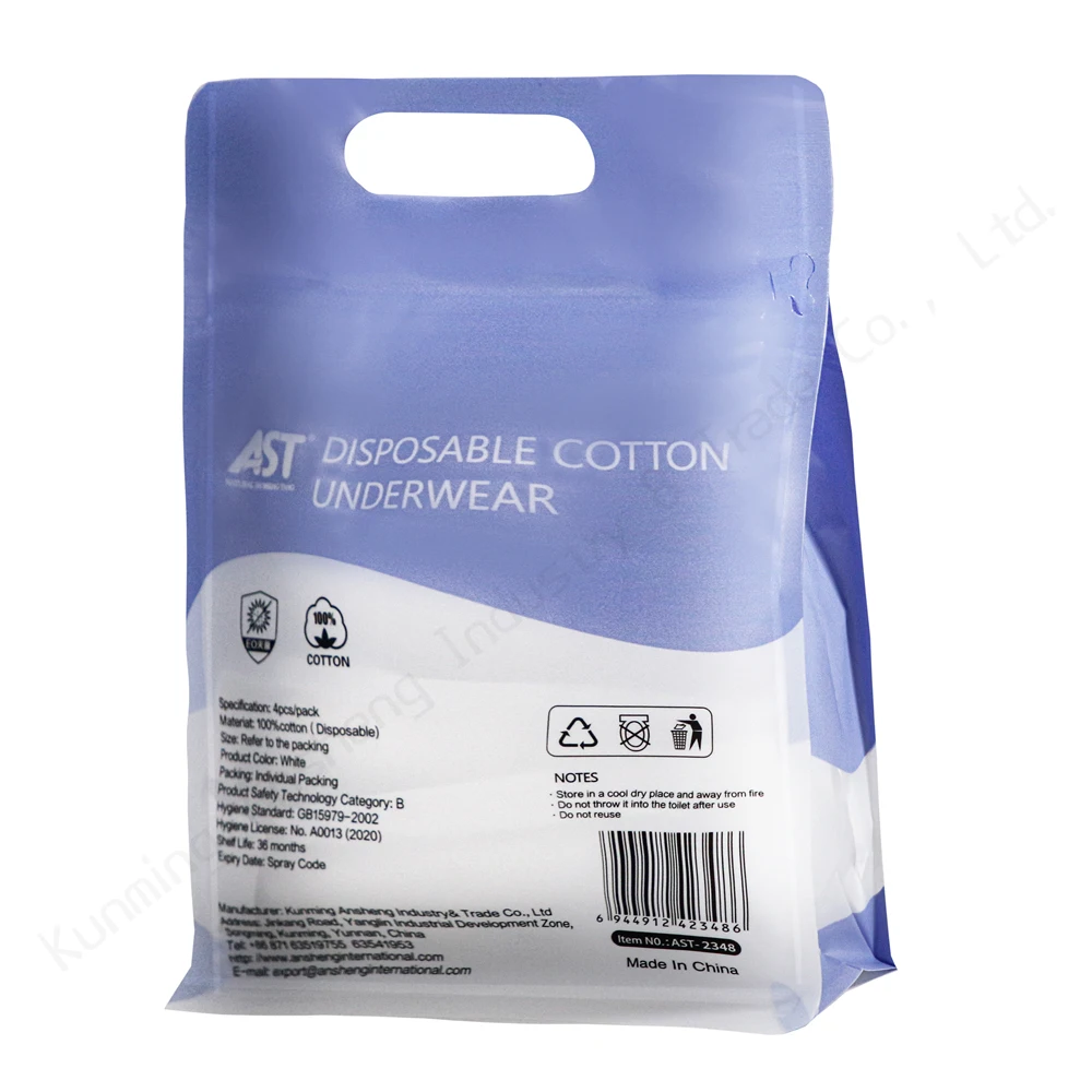 Manufacture Price Disposable Panties Briefs Spa Travel 100% Cotton Disposable Underwear For Women