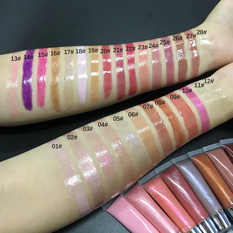 Spot 28 Color Hose Big Mouth Lip Plumping Liquid Jelly Lip Gloss Toot Lip Without Logo