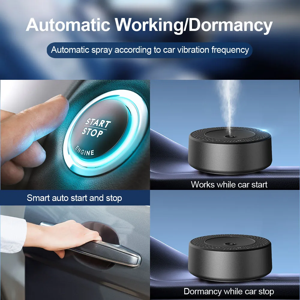 Custom odor purifier rechargeable luxury moving sensor waterless air freshener scent ifuser oil essential electric car difuser