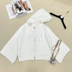 Autumn And Winter New Zipper Hooded Ladies Casual Loose Version Of Knitted Sweater