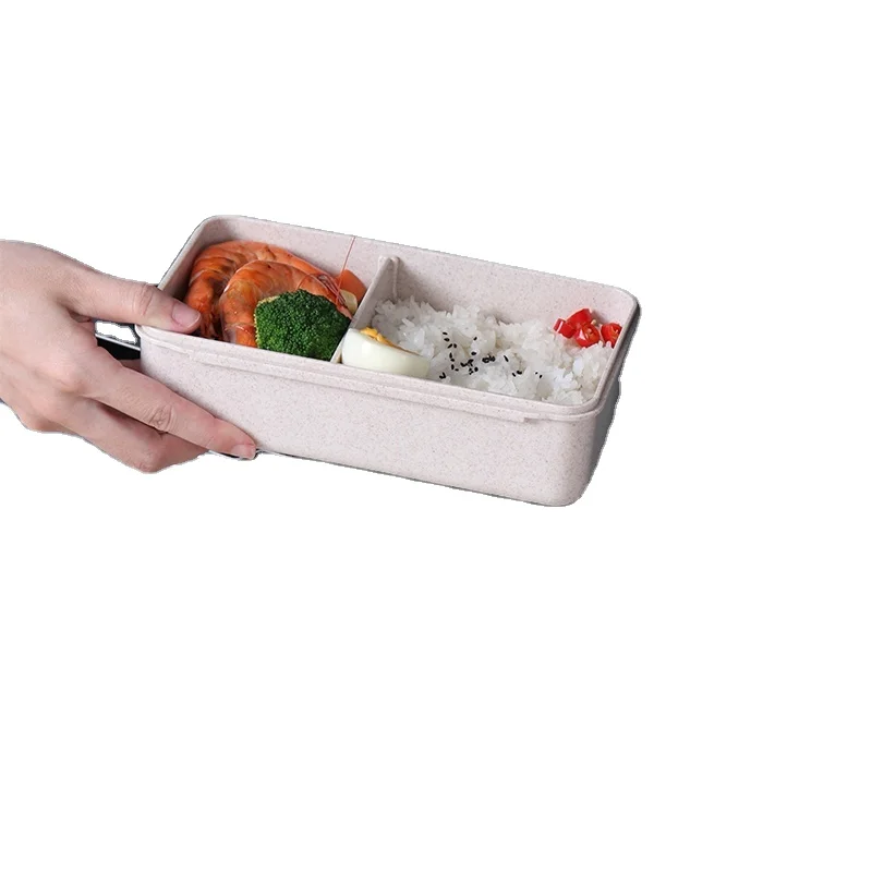 Wheat Straw Plastic Bento Lunch Box Water Bottle Set with Bag Tableware Leakproof Microwave Food Container With Cutlery For Kids