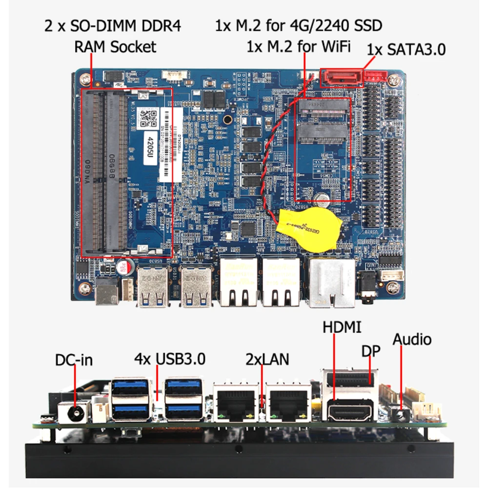 8th Gen core i3-8145U  3.5 inch mainboard with support linux 4K decode for POS machine AIO PC fanless industrial motherboard