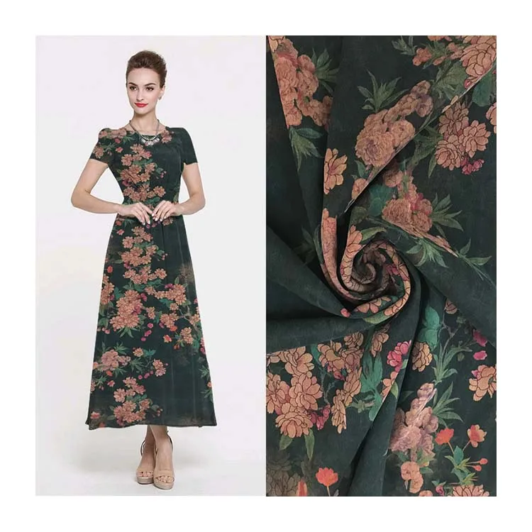 
Fashion printing style new era women gorgeous clothing silk velvet fabric 