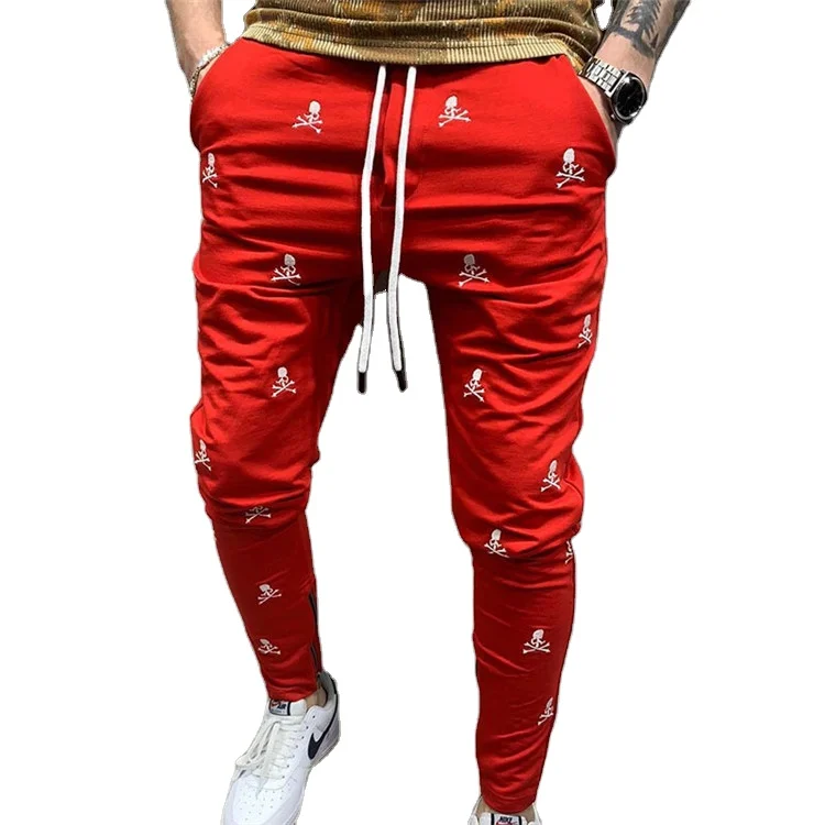 Wholesale OEM Men Jogger Sweatpants New Design Custom Skull Logo Print Sports Skinny Joggers