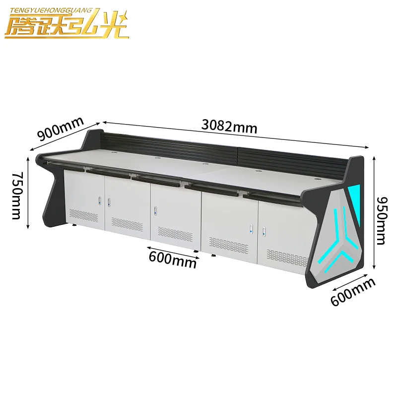 five workstations DX Style Command Center Consoles Monitoring Table Conference Room Furniture Office Furniture