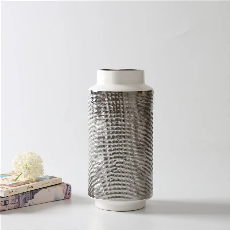 New design european style high quality wedding decoration gold silver ceramic flower vases