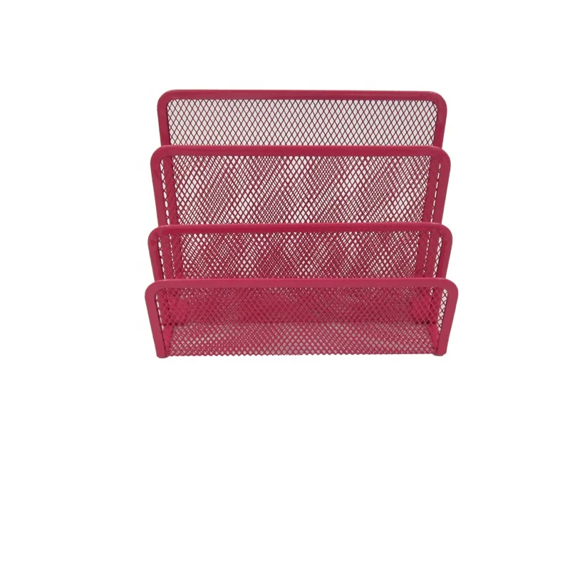 Office stationery morden metal multifunction desktop paper organizer mesh desk organizer letter holder