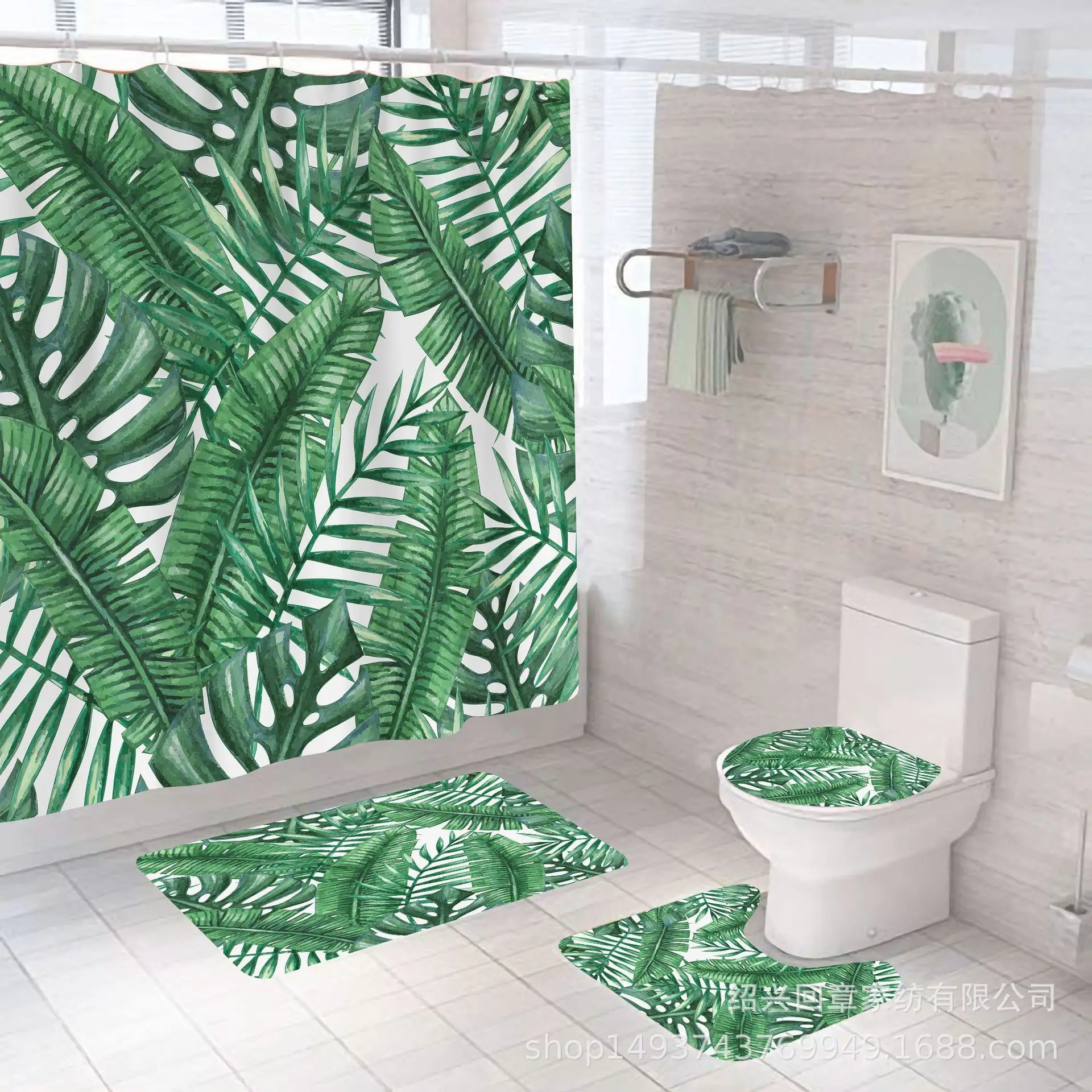 Modern 3D Printing Forest Shower Curtain Green Plant Tree Landscape Bath Curtain With Hooks For Bathroom waterproof scenery