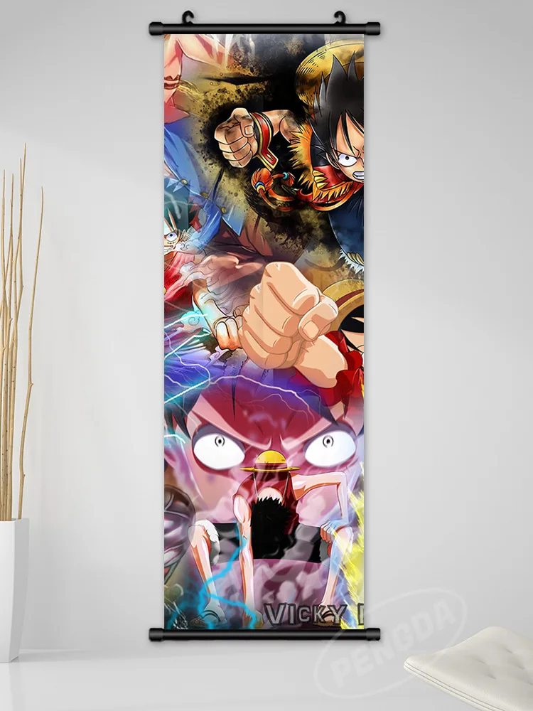 25x75CM Premium quality straw hat pirates art painting cool Luffy One pieces hanging poster