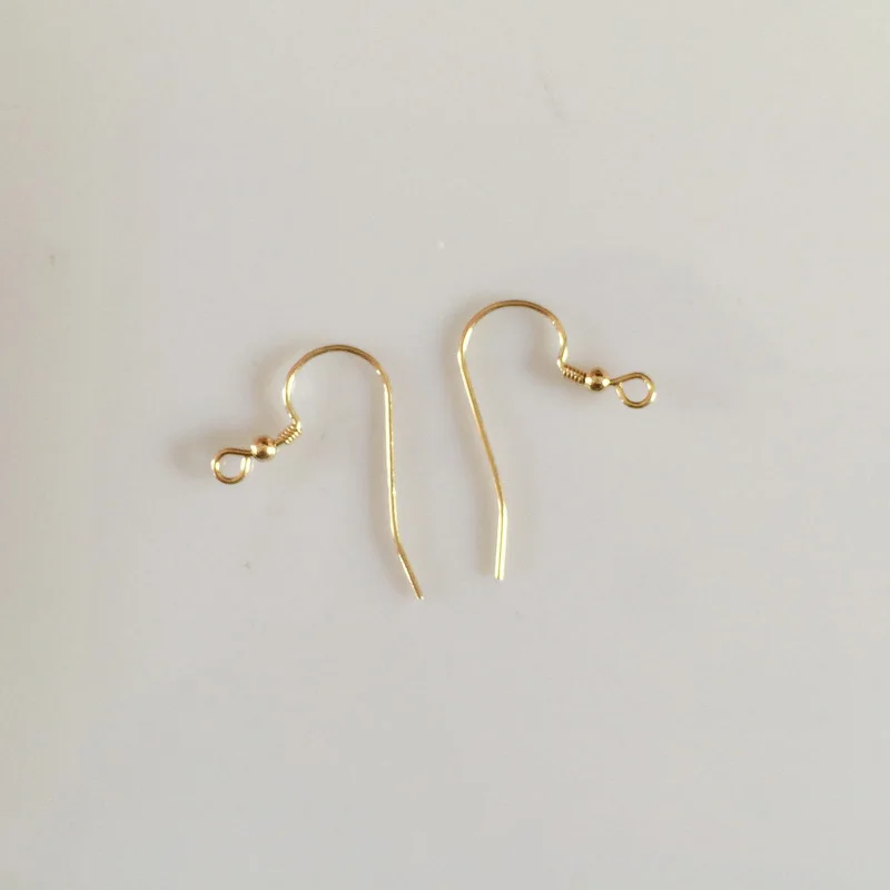 Fashion 14K Gold Filled Round/Flattened Ear Wire Hooks Earrings Clasps With 2.5MM Bead DIY Jewelry Making Findings Accessories