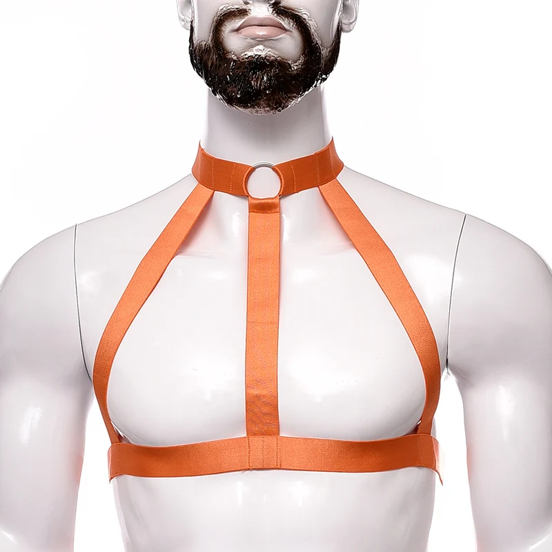 Новый дизайн, мужское цветное эластичное обтягивающее нижнее белье с подвесным воротником, фетиш, сексуальное нижнее белье для больших мышц груди, геев