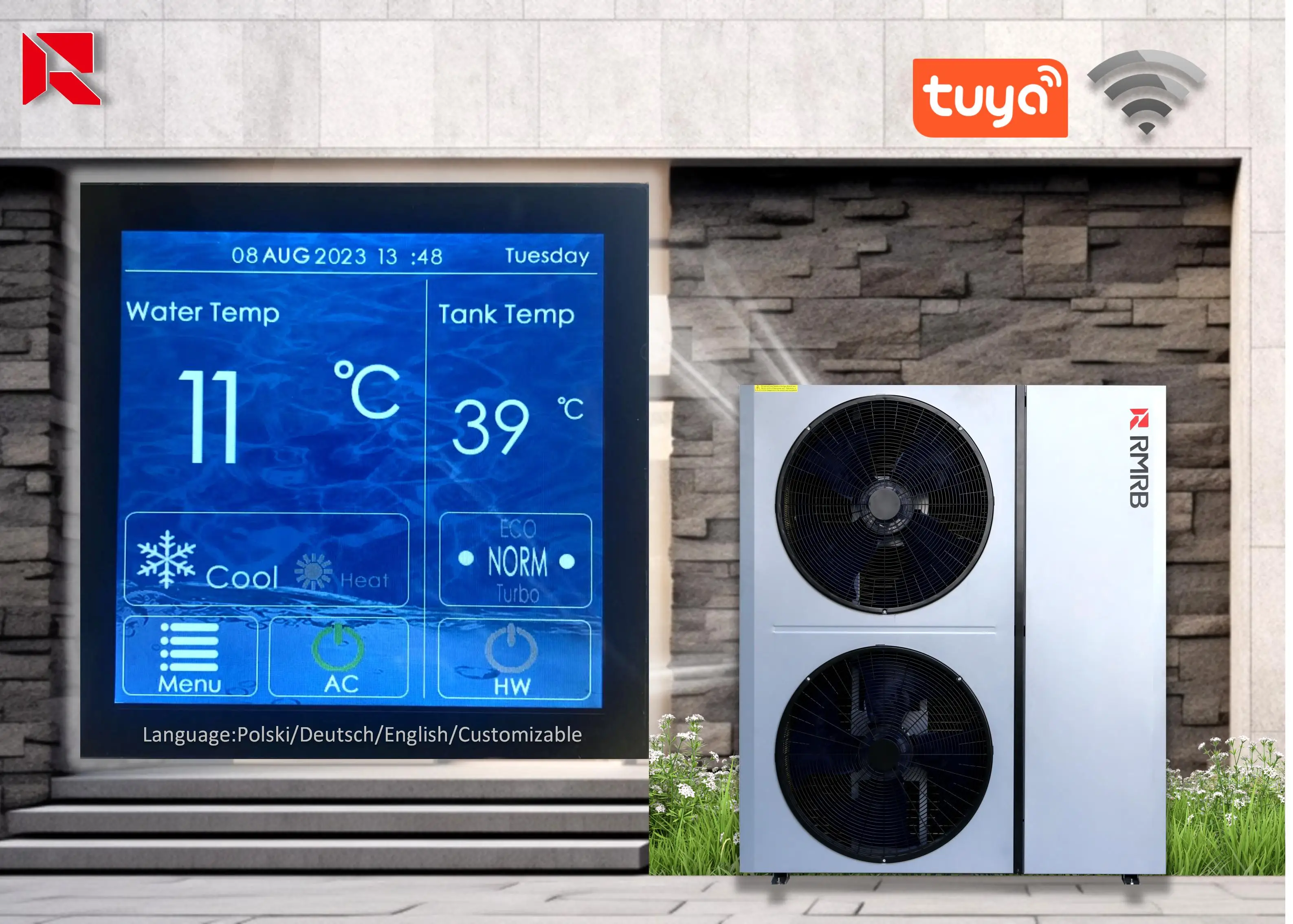 Home heating and cooling monoblok System 31kw 16 kw R290 monoblock air source heat pump for houses