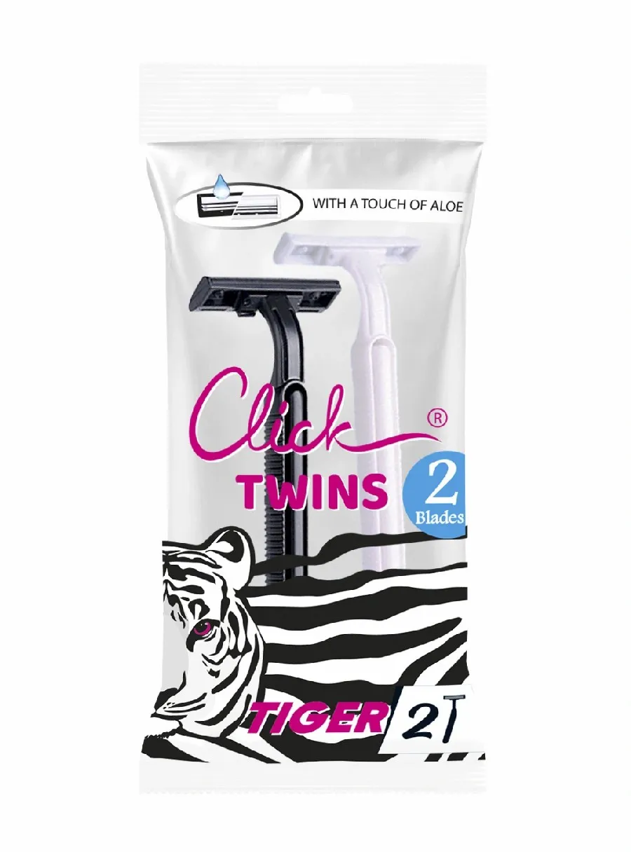 Hot Sale 2024 Factory Directly Supply High Quality Stainless Steel 2 Blades Click Twins 2 Tiger Safety Razor for Women Face