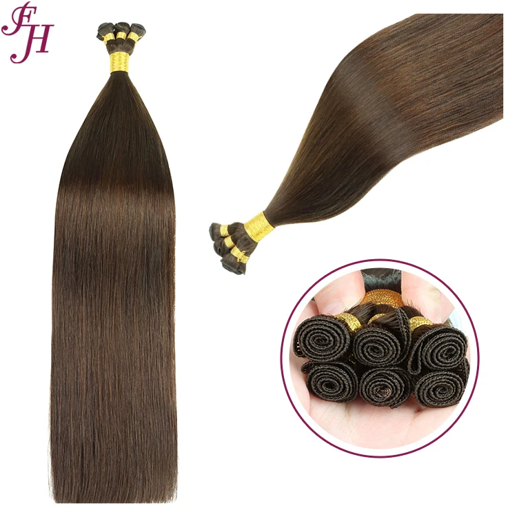 FH New Arrival 12A Genius Weft Human Hair Double Drawn Hand Tied Weft Indian Raw Hair Hand Tied