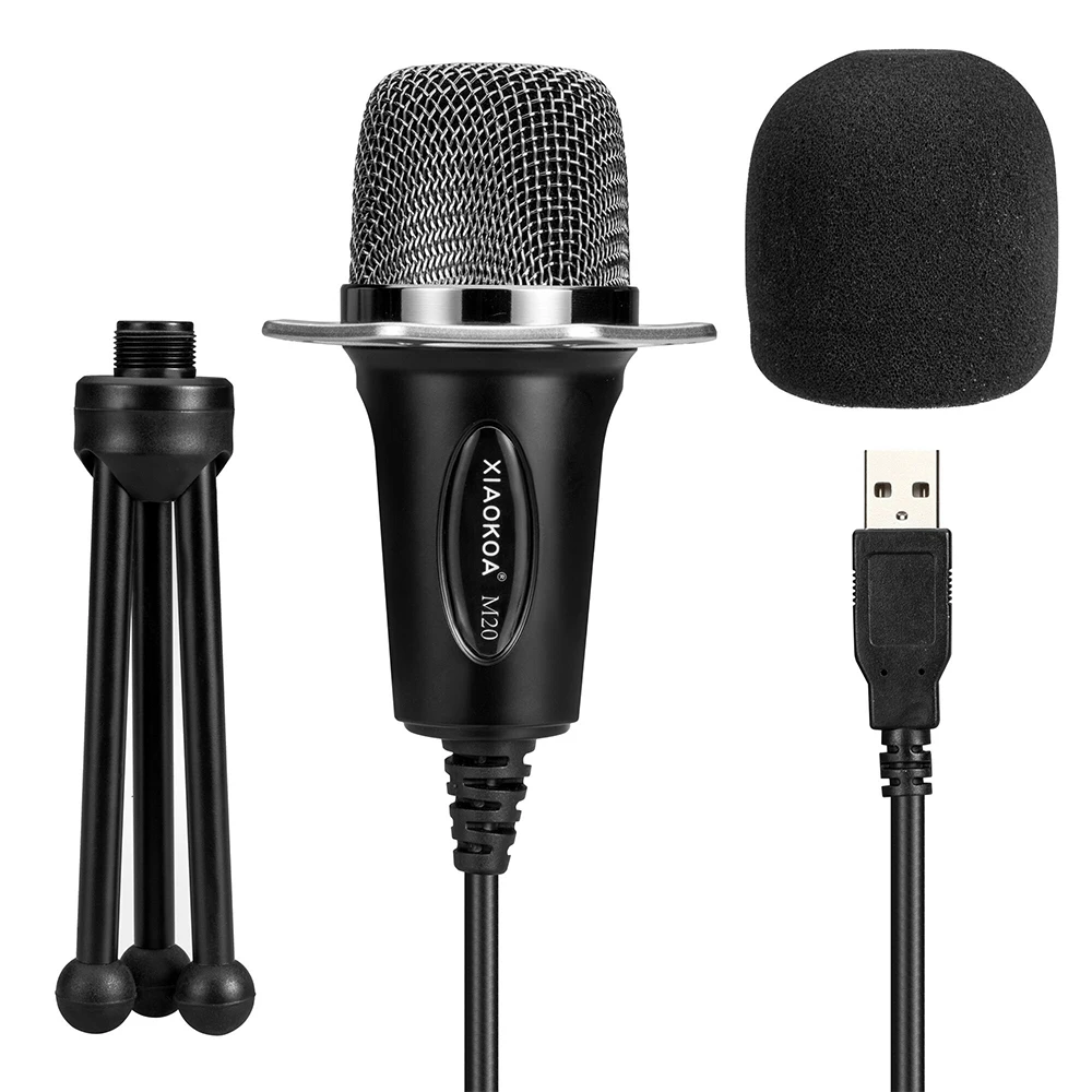
XIAOKOA USB Microphone Professional for Computer Condenser microphone With Stand for Karaoke Recording Windows MAC PC 