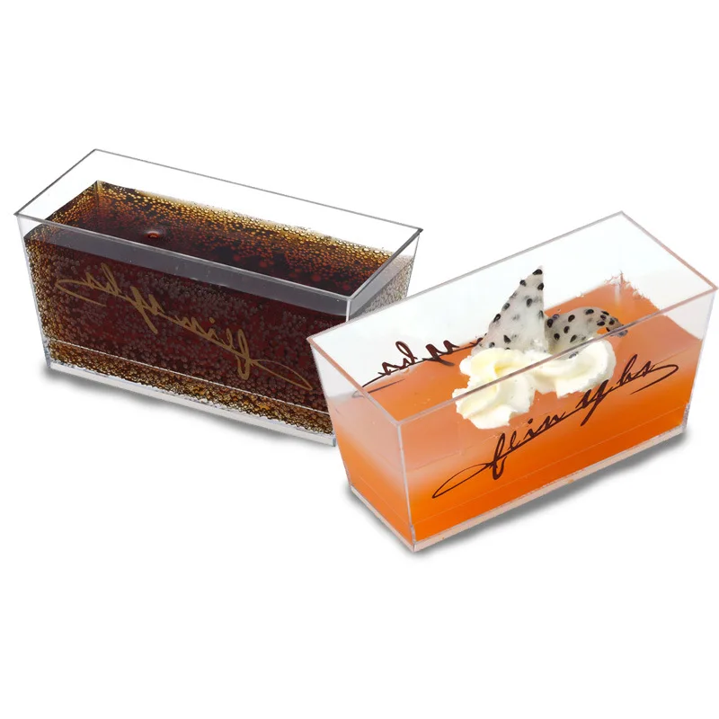 Hot sale rectangle disposable any color custom cup hard plastic container for dessert