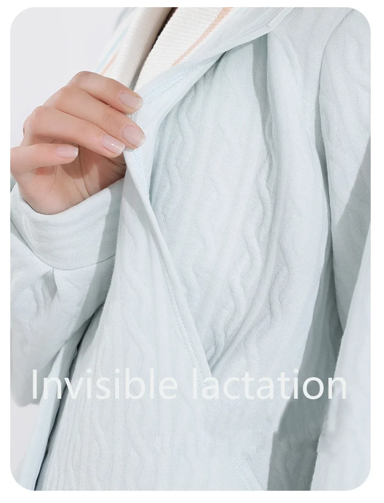 Autumn Winter Thick Warm Air Cotton Maternity Pajamas Casual Postpartum Confinement Nursing Set Cartoon Maternity  nursing set