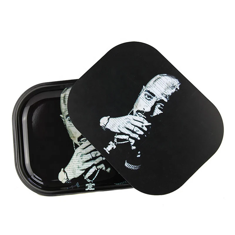 Custom made design smoking rolling tray tinplate fruit wine serving metal tray China supplier