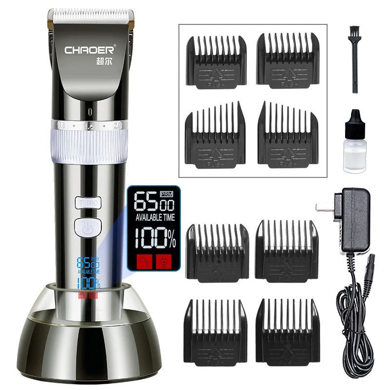 Rechargeable Professional Salon  Electric LCD Display Barber Hair Clipper Hair Cutting Machine for Men