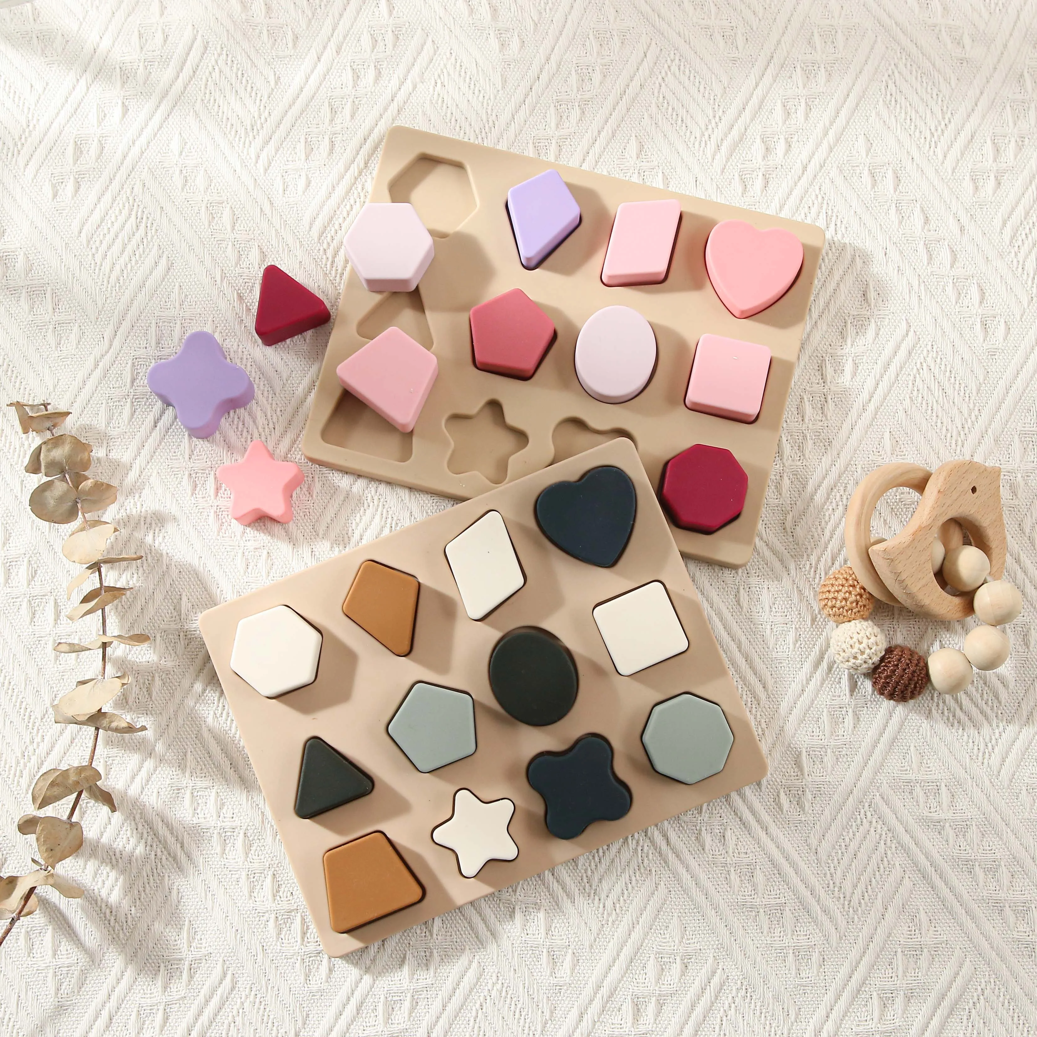 Силиконовые геометрические образовательные головоломки Монтессори, Дошкольные Детские игрушки