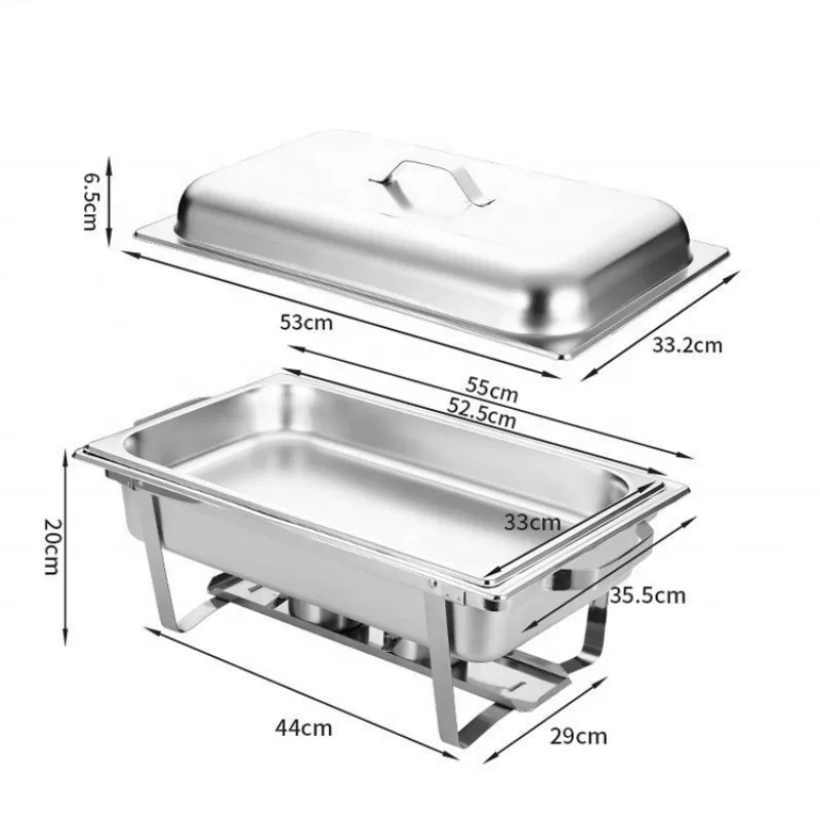 Commercial Buffet Catering Hotel Restaurant Wedding Chafing Dish Stainless Steel Rectangular Food Warmer Chafing Dish Buffet Set