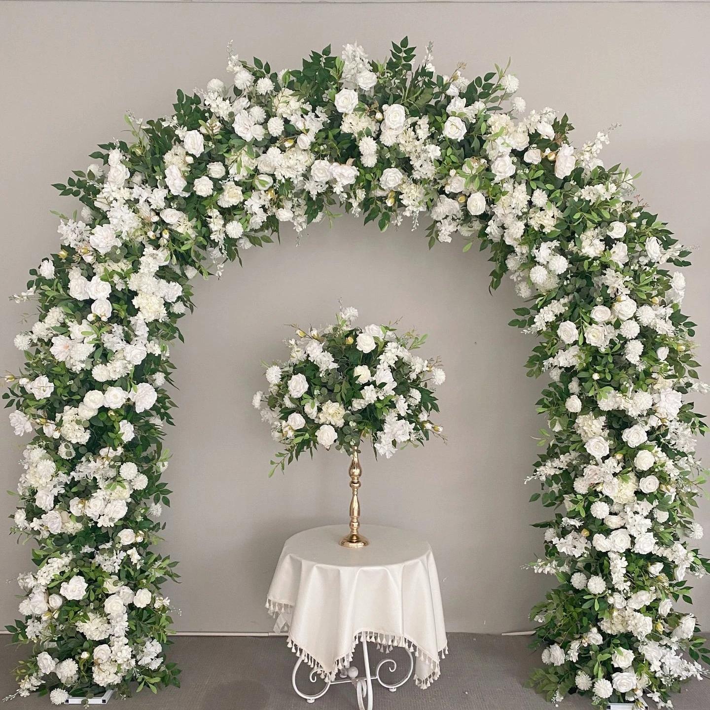 Event Wedding Hall Decoration Flowers Artificial White Rose Flower Stand Ornament Flower Arrangements Wedding Arch Backdrop