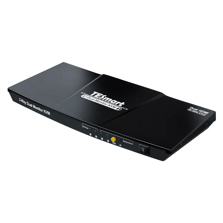 TESmart 2 Port Dual Monitor KVM Switch Kit HDMI 4K60Hz with EDID Support 2 Display Mode No delay 2x2 Video Switcher