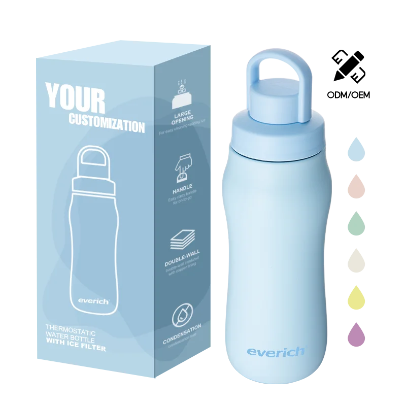 Customized 32oz Sports Water Bottle Insulated Stainless Steel Vacuum Flask with Ice Filter Lid